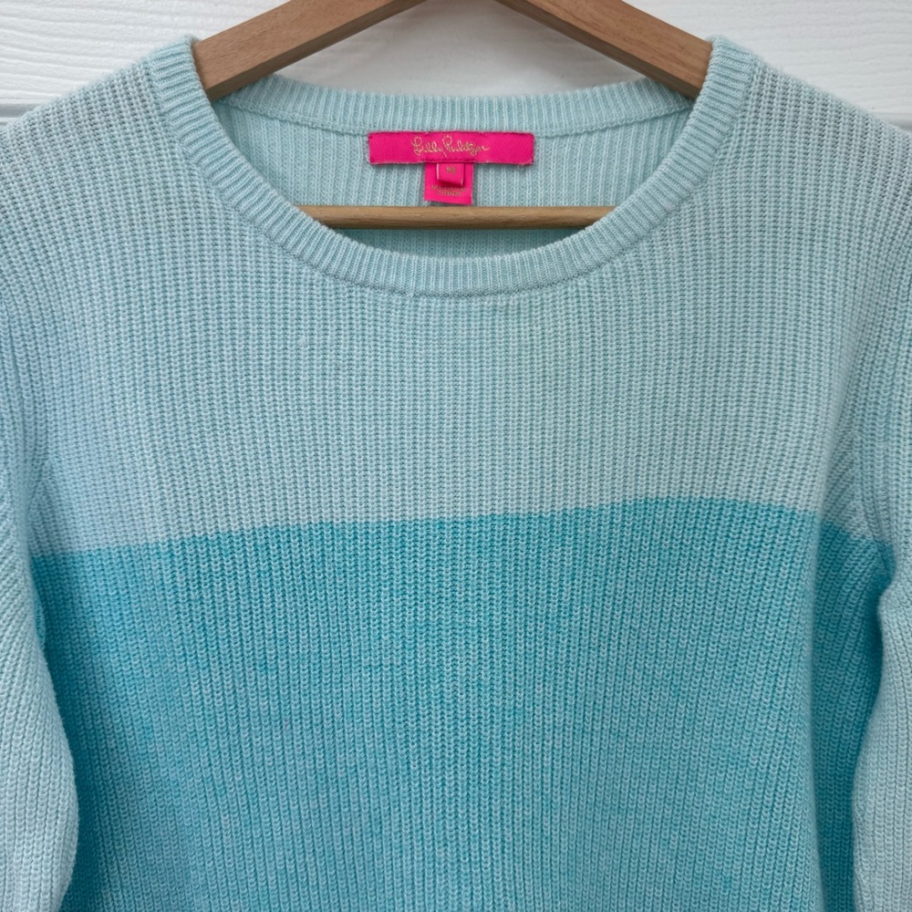 Lilly Pulitzer Cortina Ombre Color Block Ribbed Cable Knit Sweater 001925 Medium - Picture 3 of 14